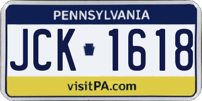 PA license plate JCK1618