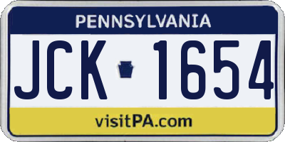 PA license plate JCK1654