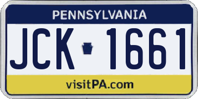 PA license plate JCK1661