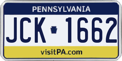 PA license plate JCK1662