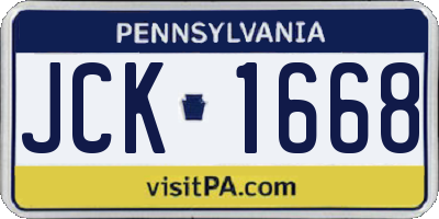 PA license plate JCK1668
