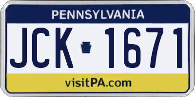 PA license plate JCK1671