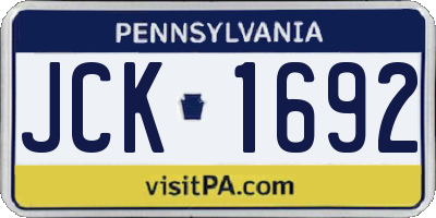 PA license plate JCK1692