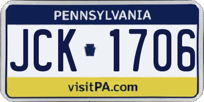 PA license plate JCK1706