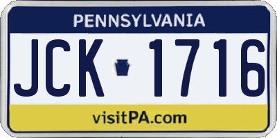 PA license plate JCK1716