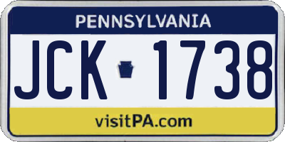 PA license plate JCK1738