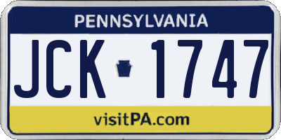 PA license plate JCK1747