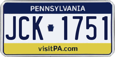 PA license plate JCK1751