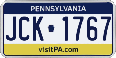 PA license plate JCK1767