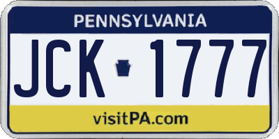 PA license plate JCK1777