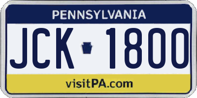PA license plate JCK1800