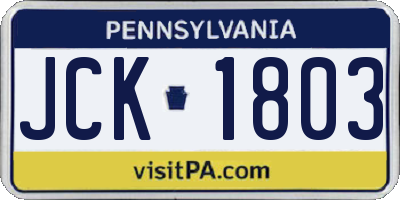 PA license plate JCK1803