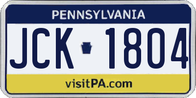 PA license plate JCK1804