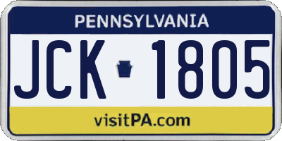 PA license plate JCK1805