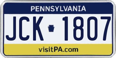 PA license plate JCK1807