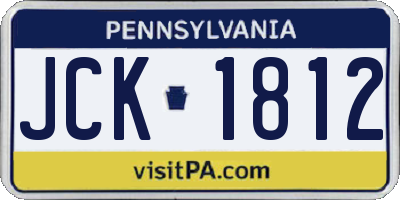 PA license plate JCK1812
