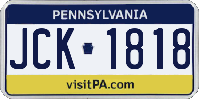 PA license plate JCK1818