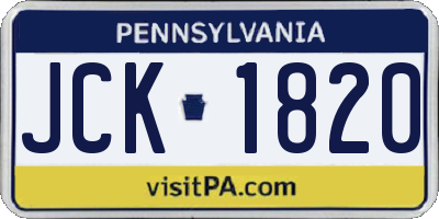 PA license plate JCK1820