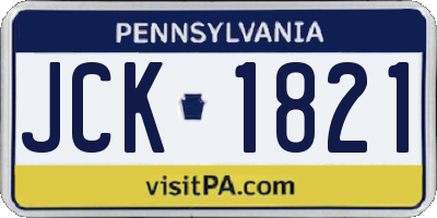 PA license plate JCK1821