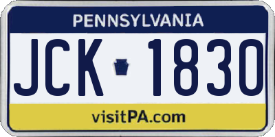 PA license plate JCK1830