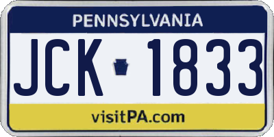 PA license plate JCK1833