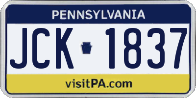 PA license plate JCK1837
