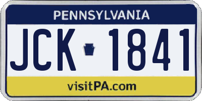 PA license plate JCK1841