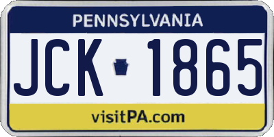 PA license plate JCK1865