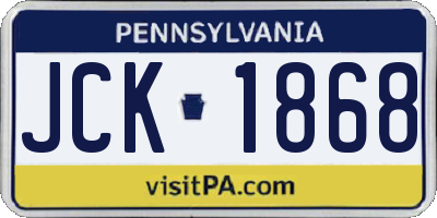 PA license plate JCK1868