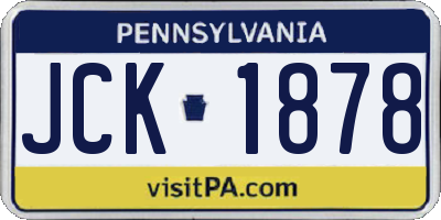PA license plate JCK1878