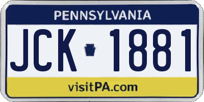PA license plate JCK1881