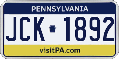 PA license plate JCK1892