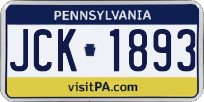 PA license plate JCK1893