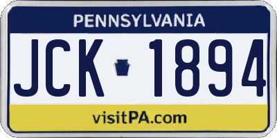PA license plate JCK1894