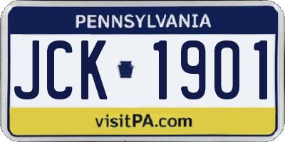 PA license plate JCK1901