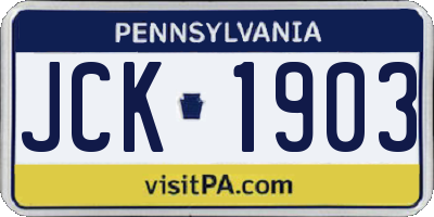 PA license plate JCK1903
