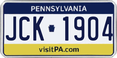 PA license plate JCK1904