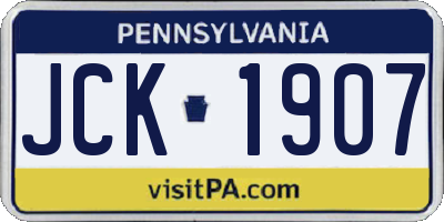 PA license plate JCK1907
