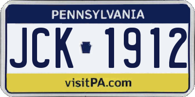 PA license plate JCK1912