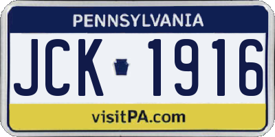 PA license plate JCK1916