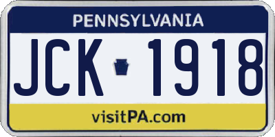 PA license plate JCK1918