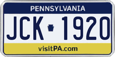 PA license plate JCK1920