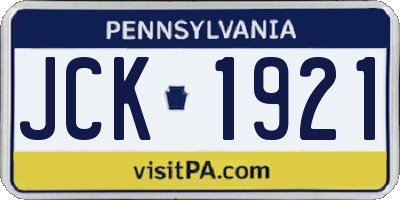 PA license plate JCK1921