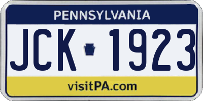 PA license plate JCK1923
