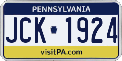 PA license plate JCK1924