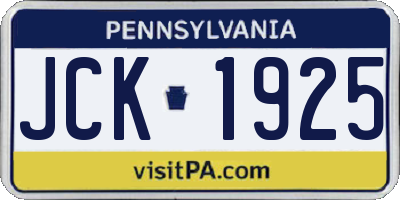 PA license plate JCK1925