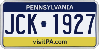 PA license plate JCK1927