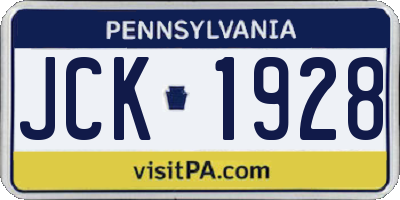 PA license plate JCK1928