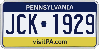 PA license plate JCK1929