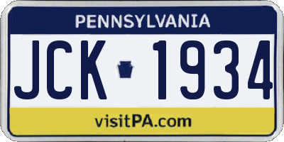 PA license plate JCK1934